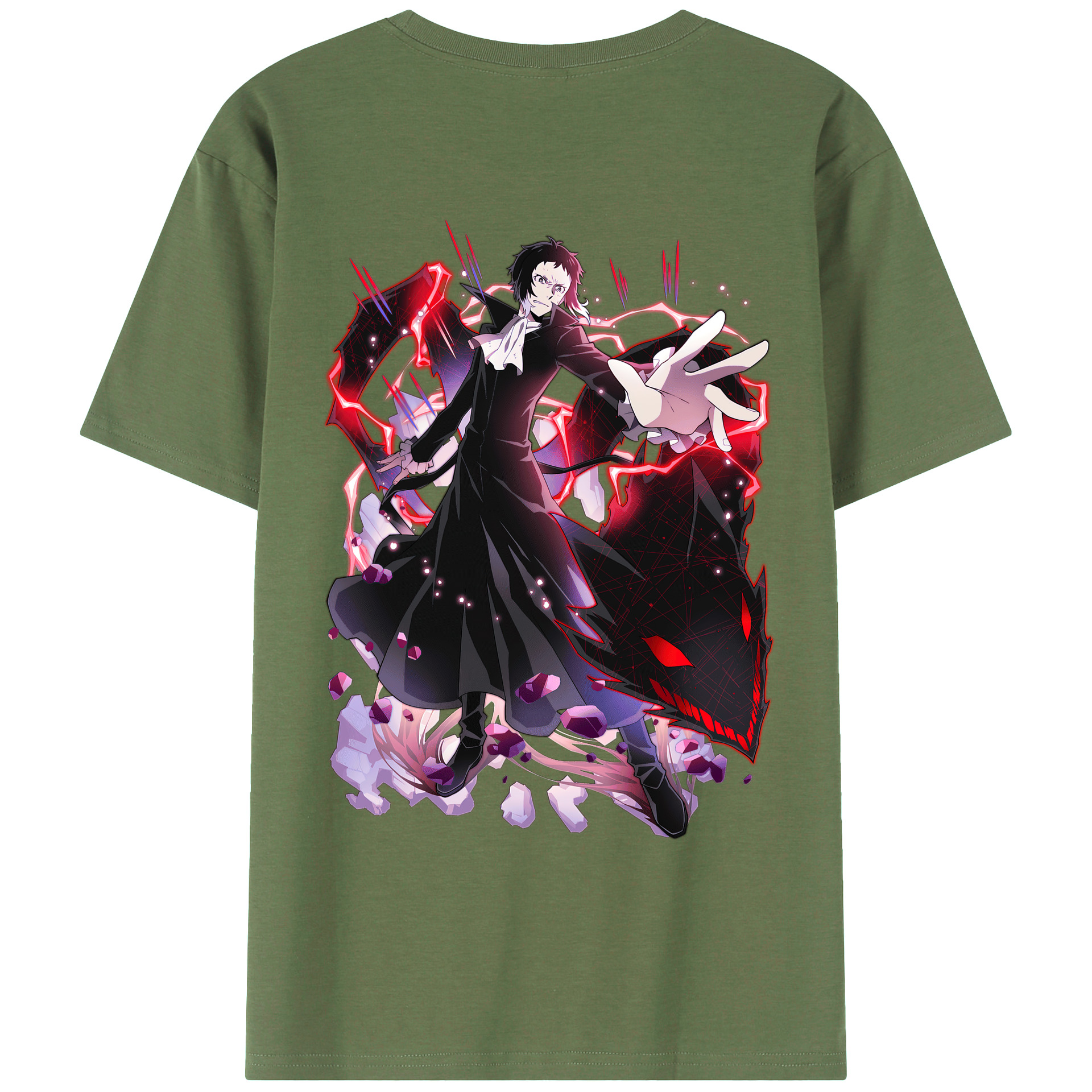 （画像用） 文豪ストレイドッグス Bungo Stray Dogs 綿100％ メンズ半袖Tシャツ（バックプリント） 通気性